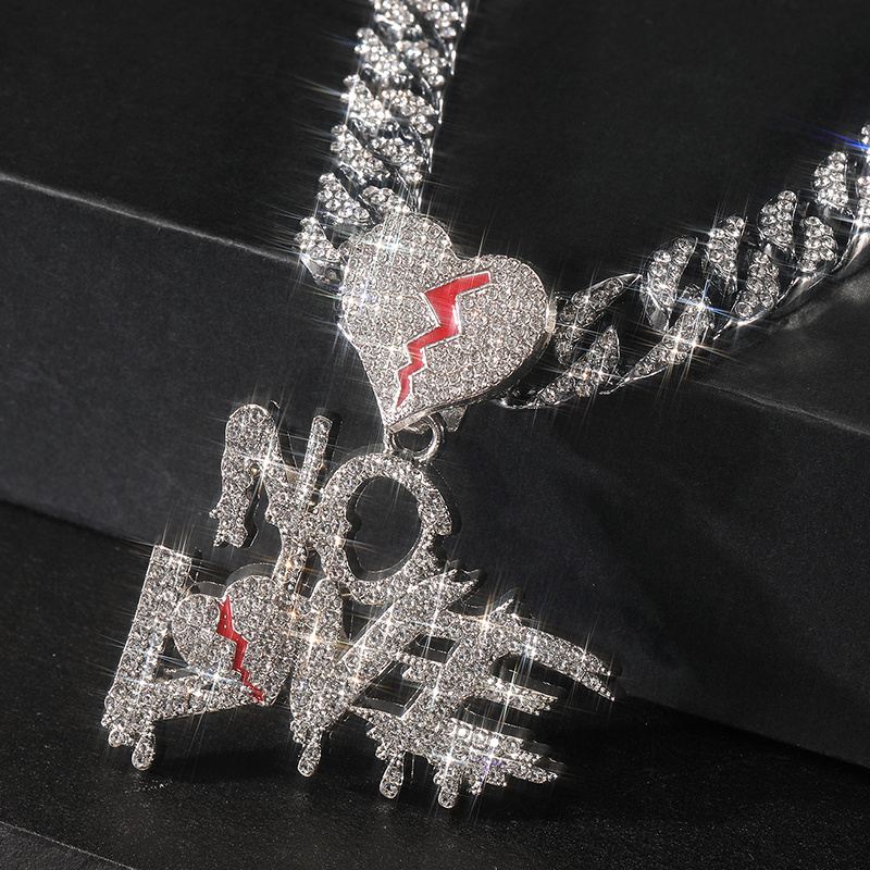 Men's Rhinestone Love No Love Hip Hop Necklace